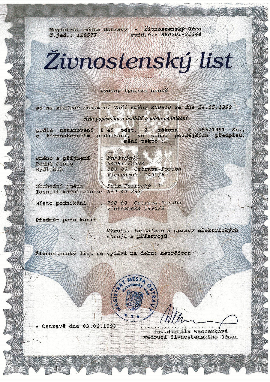 živnostenský list